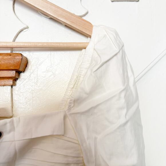 NWT Reformation Isaac Dress White Ruched Long Sleeve Side Slit Midi Size 6 - Picture 6 of 11